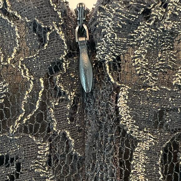 Astr Black Metallic Floral Lace Mini Dress size Medium - Picture 4 of 8